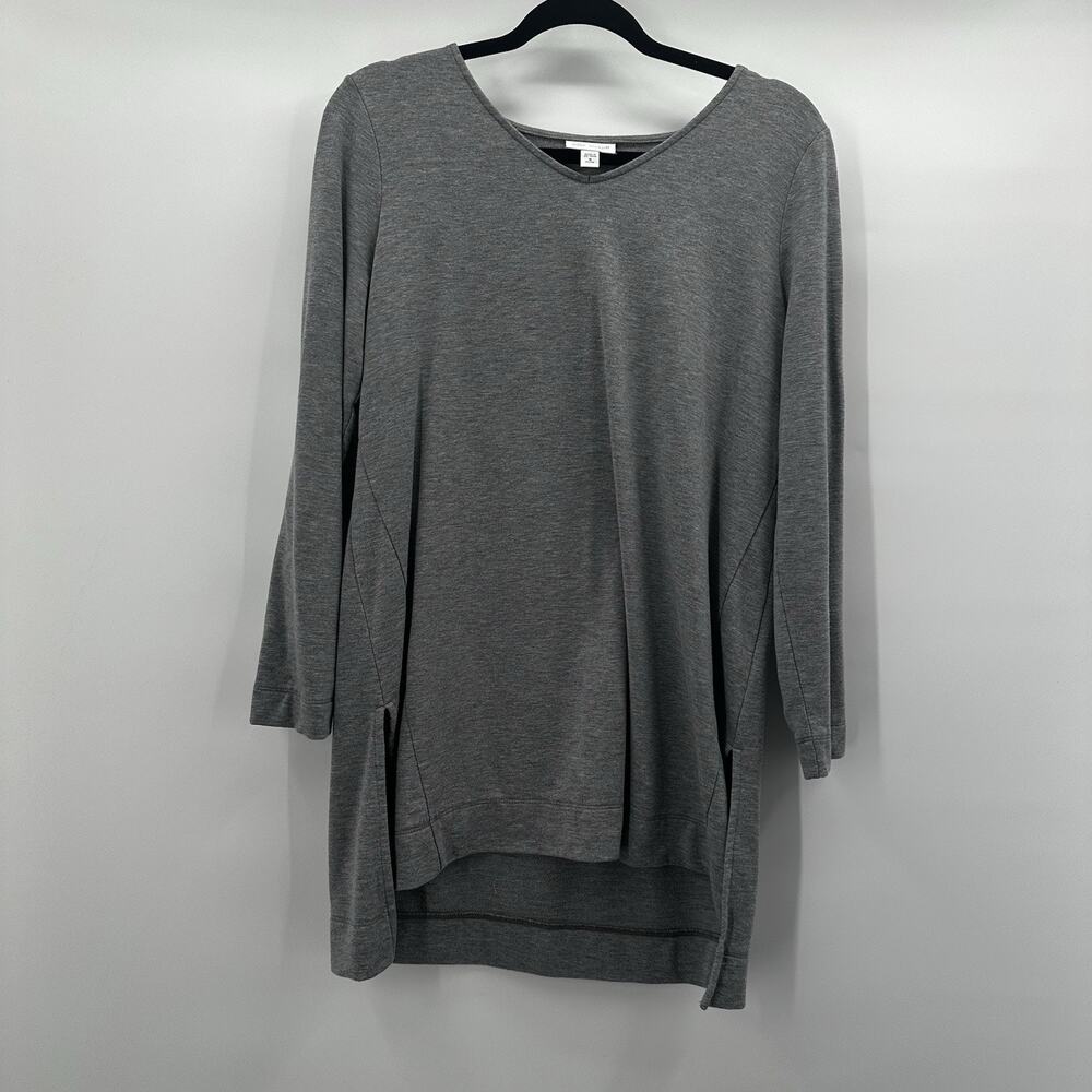 J Jill Purejill Top Womens Medium Petite Gray Luxe Tencel Tunic‎ Boxy Lagenlook